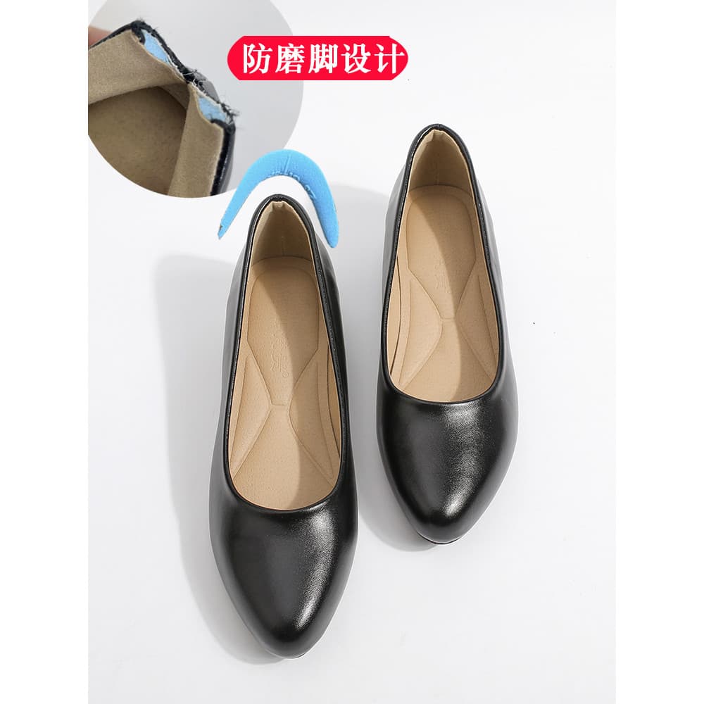 Salto baixo plano sola macia não cansado sapatos de trabalho aeromoça serviço Civil trabalho entrevista sapatos feminino