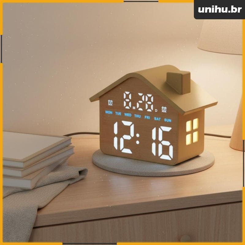 [Unihu] Digital Children Night Relógio Bonito LED Despertador De Mesa De Cabeceira Com Painéis Laterais Brilhantes Para
