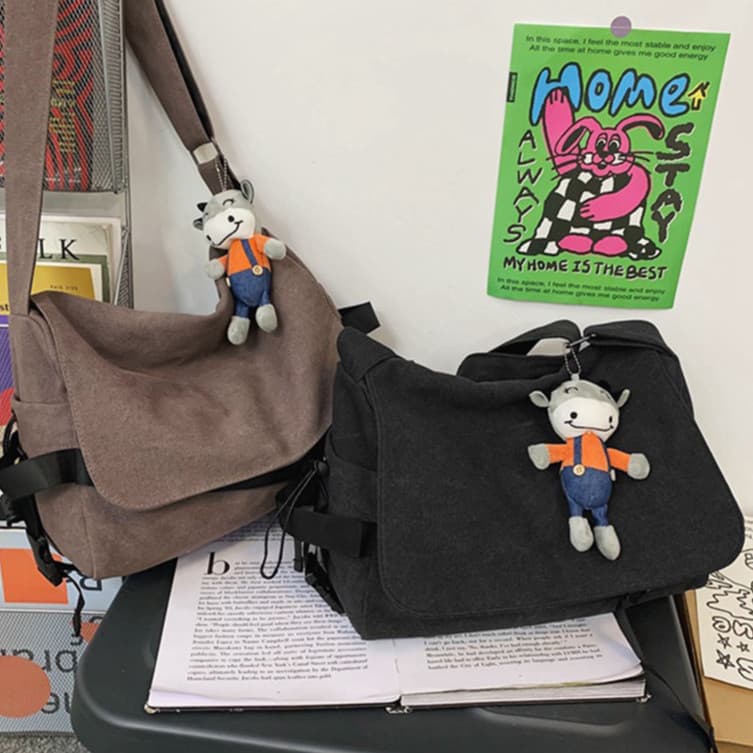 MODIVA Bolsa tiracolo de lona unissex estilo street – grande capacidade para estudantes e uso diário