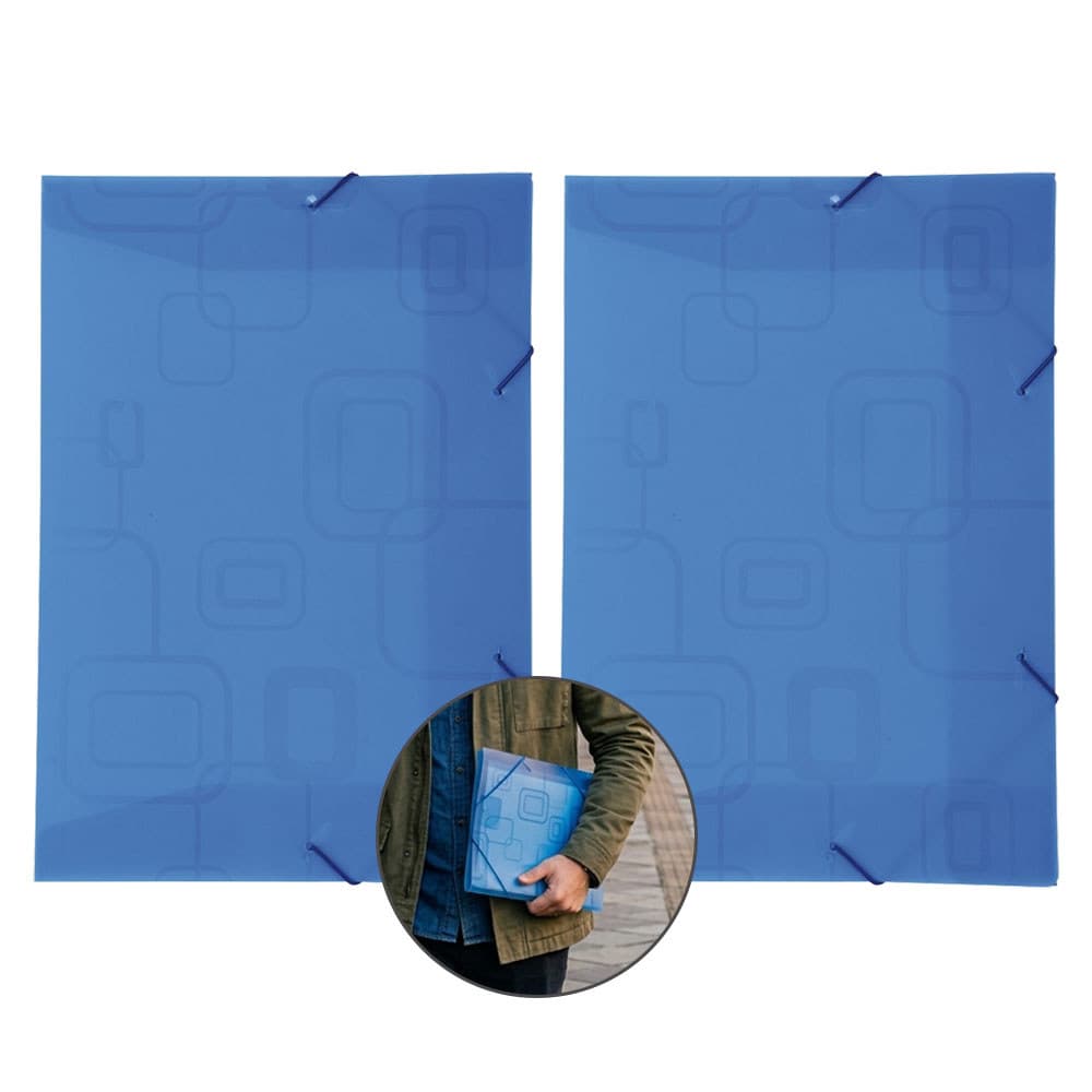 2 Pasta Aba Elástica Ofício Organizadora De Papel A4 Azul Dello