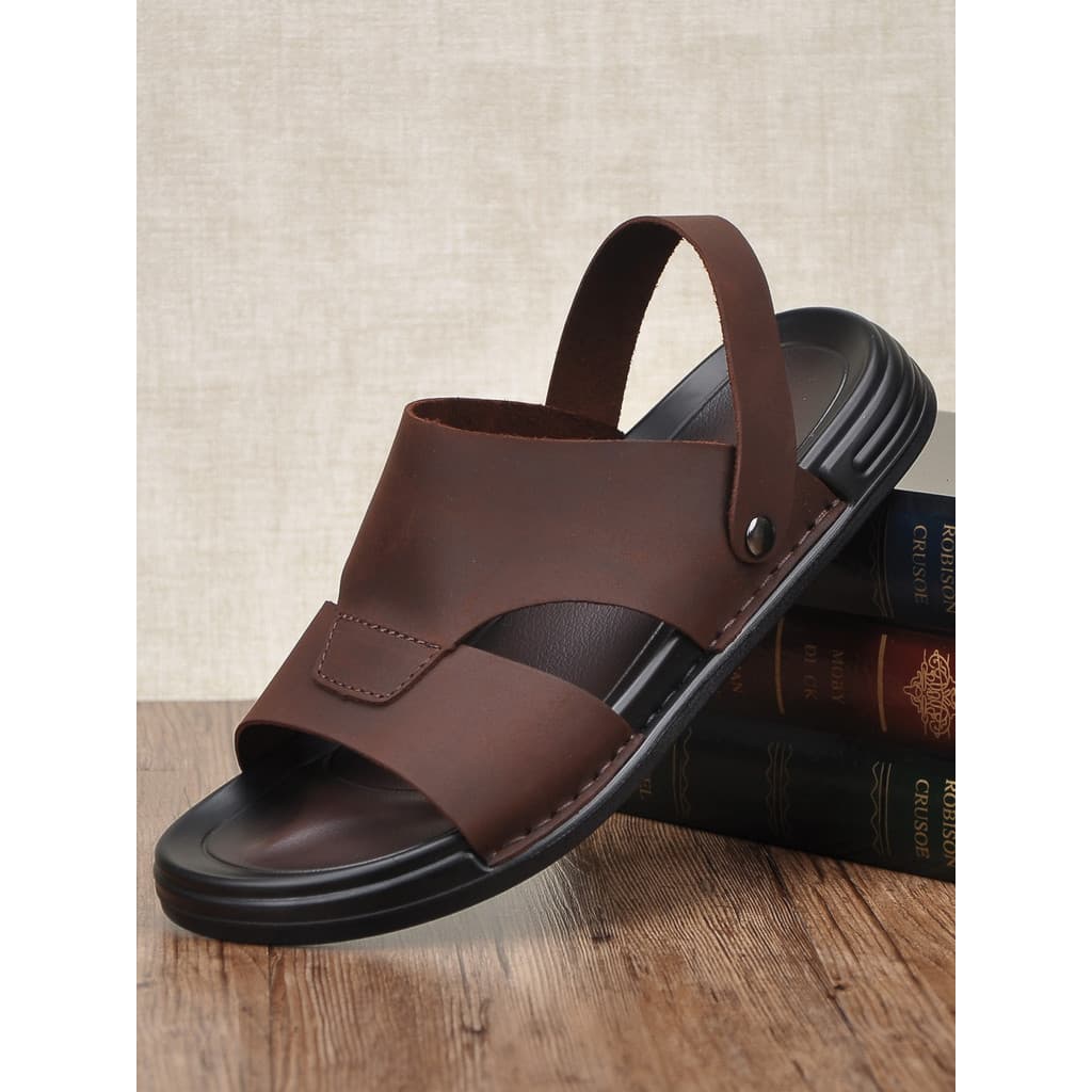 Sandálias de couro genuíno dos homens 2026 verão respirável sapatos de praia casuais sola macia antiderrapante exterior