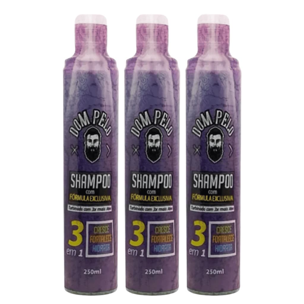 kit  Shampoo 3 em 1 Dom Pelo Original - Fortalece, Limpa e Estimula o Crescimento