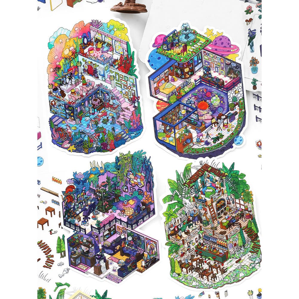 Negócios de hoje trinta e cinco bombas cabine tridimensional 2.5D adesivos de paisagismo em miniatura manual decoração M