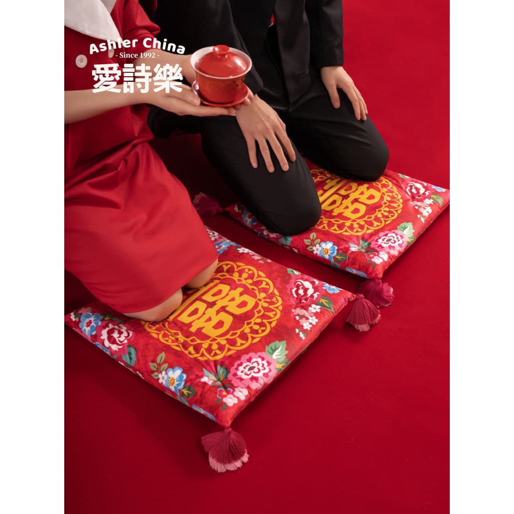 Aishile {patos mandarim} almofadas de casamento chá ajoelhado almofadas um par casamento vermelho personagem feliz almof