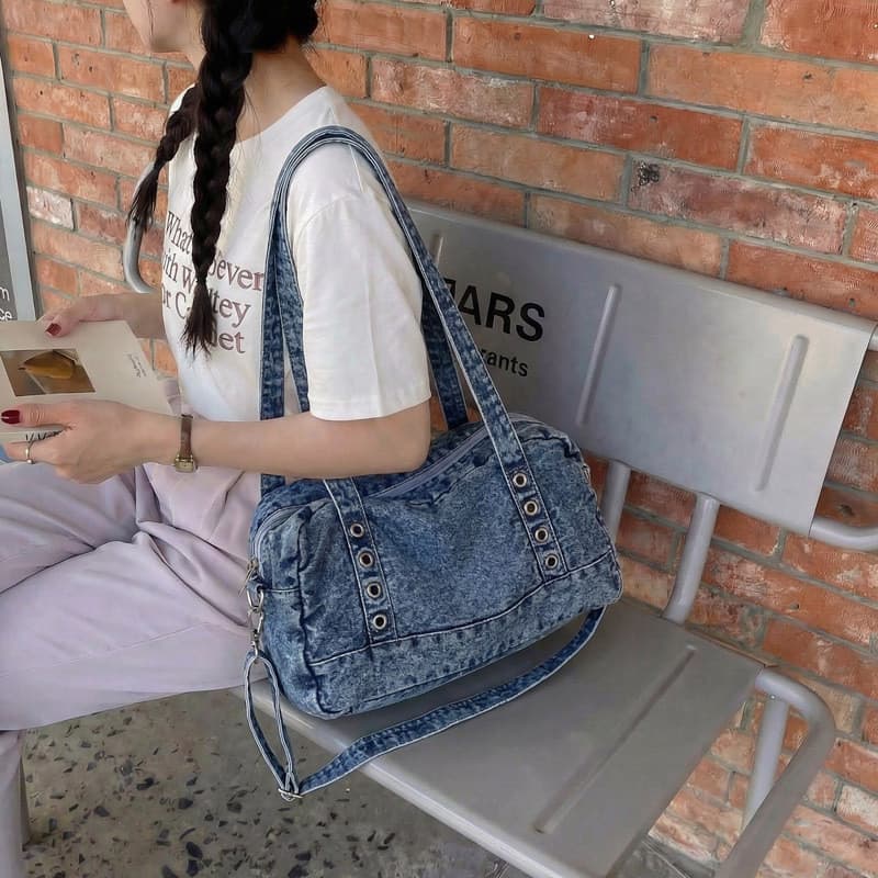 Bolsa jeans com travesseiro, bolsa de ombro combinada de nicho, bolsa Crossbody Fashion para viagem