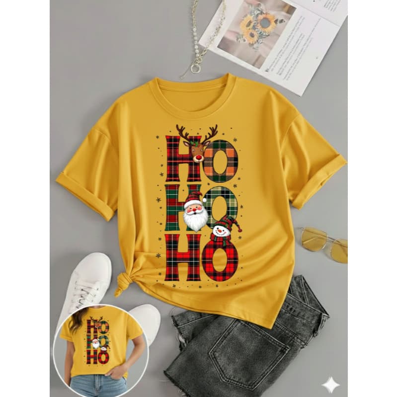 T-Shirt Camiseta Estampa Natal 2026  Desenho Ho Ho Ho  Verão Lançamento Promoção