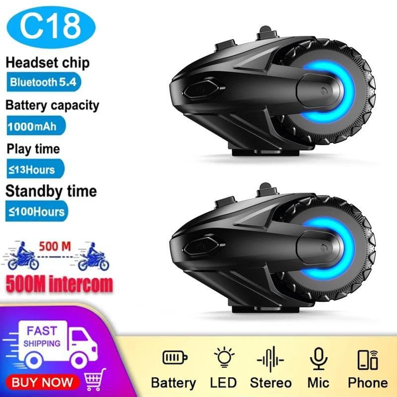 1/2 Pçs Motocicleta Bluetooth 5.4 Capacete Interfone Fone De Ouvido 500M Para 2 Piloto Sem Fio Handsfree Chamada Leitor