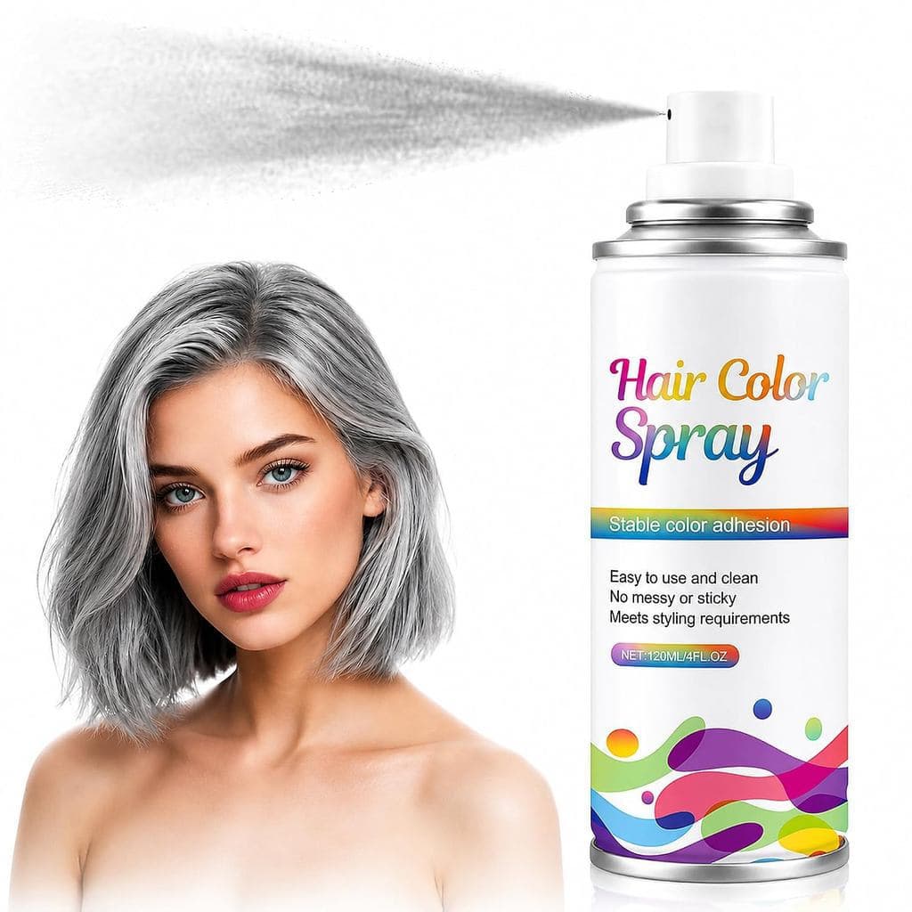 Spray de tintura de cabelo cinza-prateado, cor temporária, adequado para crianças, mulheres e homens, seguro e inofensiv