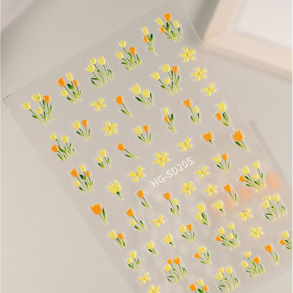 Primavera verão tulipa Manicure adesivo 5D tridimensional flor fresca adesivo de unhas decalque adesivo de unhas