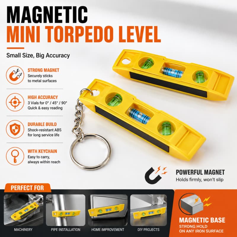 Nível Mini portátil com base magnética forte, nível de bolha compacta para melhoria doméstica e