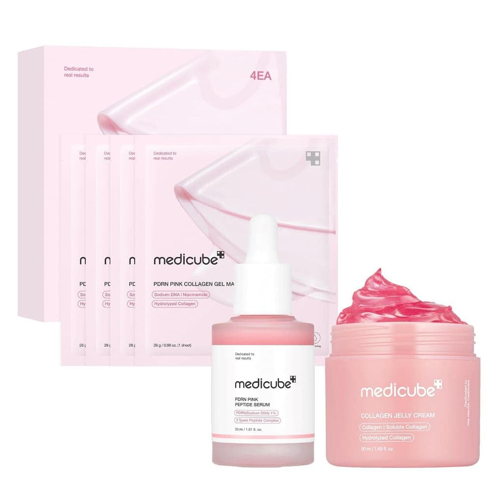 Conjunto Pink Care da Medicube Coreia - Máscara em Gel PDRN, Sérum e Colágeno G8ZS