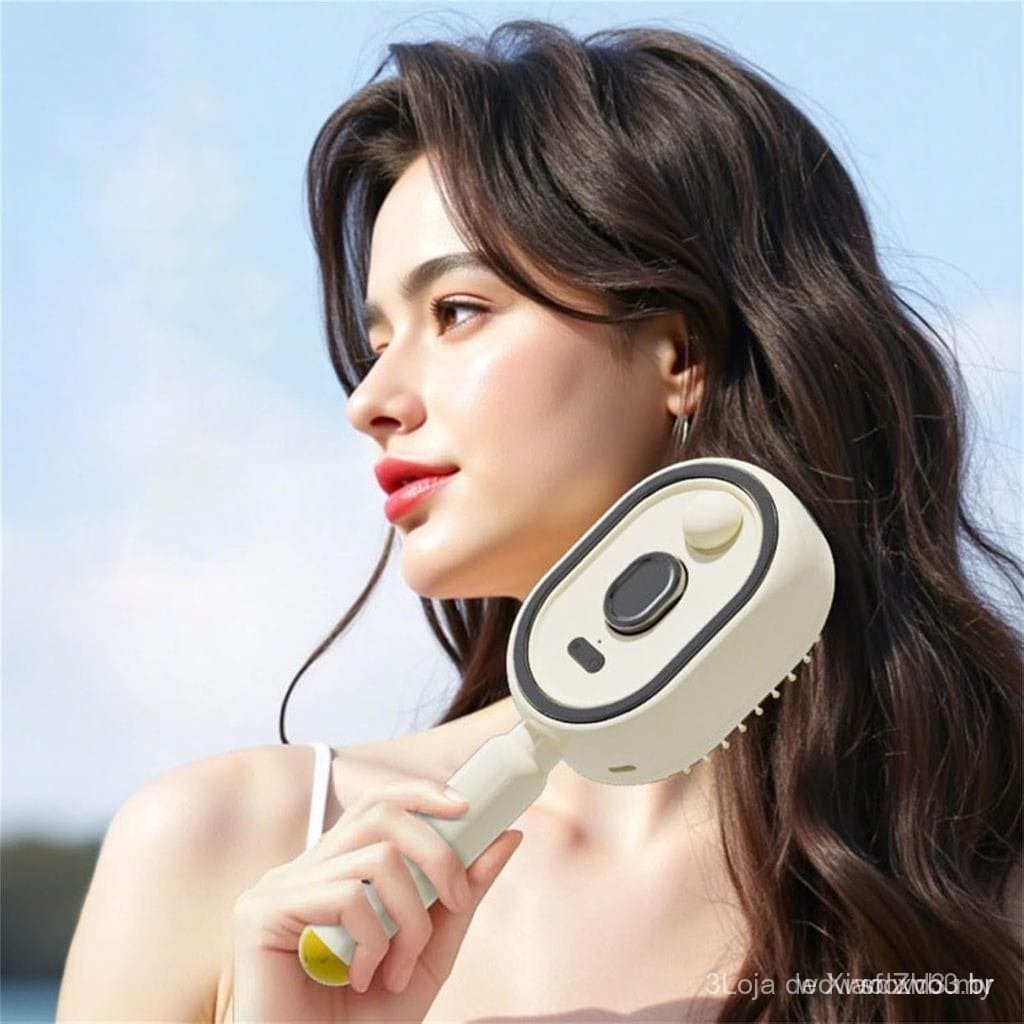 Escova de Massagem com Almofada de Ar e Pulverizador Elétrico, Escova a Vapor Anti-Emaranhamento, Escova de Cabelo Elétr