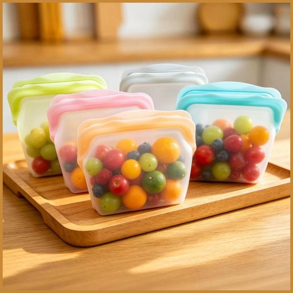 Sacos De Silicone Para Armazenamento De Alimentos 3 Peças À Prova De Vazamento Bolsas De Lanche Reutilizáveis Laváveis F