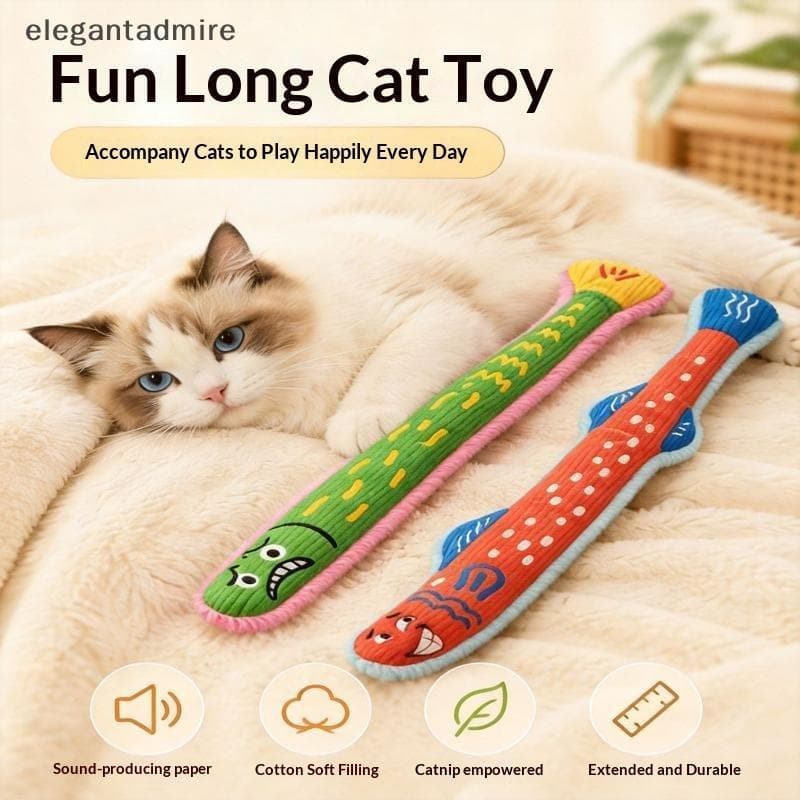 Gato Teaser Varinha Brinquedo 1 Pçs Alça Longa Papel Enrugado Catnip Peixe De Pelúcia Macio Seguro Acalma Gatos Para Bri