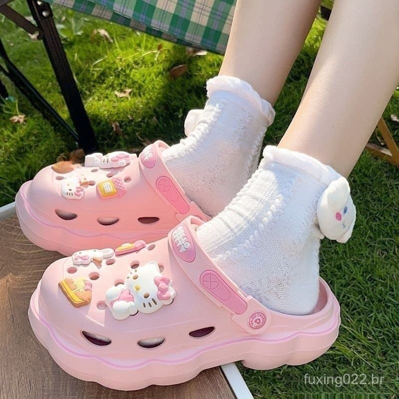 Sapatos de Buraco de Canela Hello kitty Sapatos de Buraco de Cão Acessórios de Verão Acessórios de Verão Vestido Externo