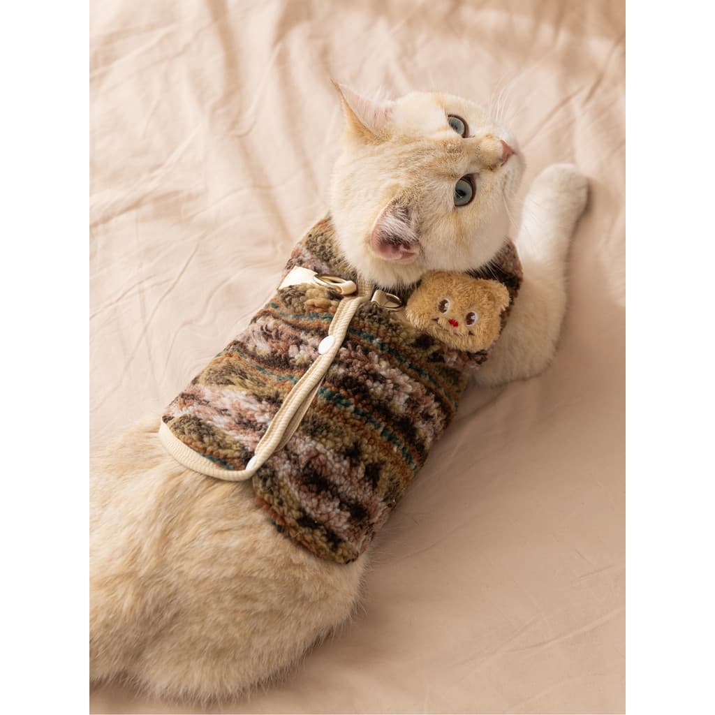 Roupas de gato colete inverno quente colete sem pêlos gato casa roupas gato alemão Pet velo casaco gatinho camisa de fun