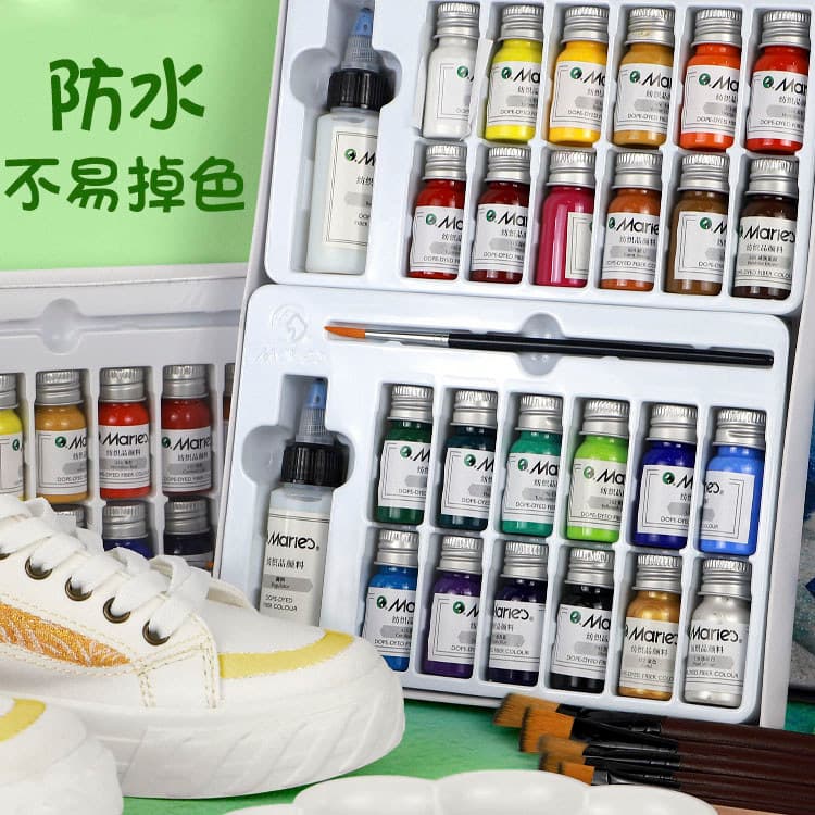 Marley Textile Paint 24 cores Camiseta pintada à mão para iniciantes Pincel de tinta têxtil Pintura de parede externa Ti