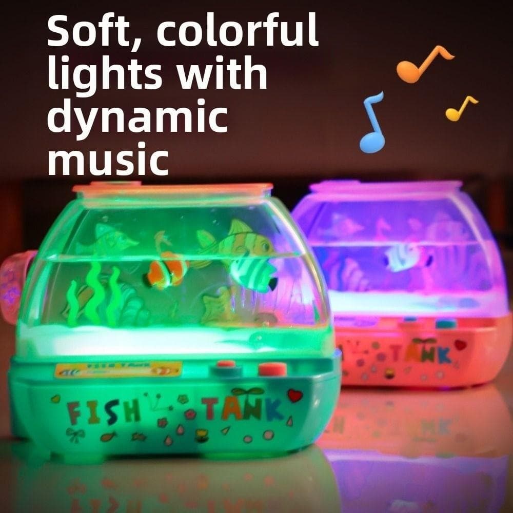 Brinquedo De Aquário Artificial , Mini Tanque De Peixes De Simulação Adorável De Desenho Animado , Iluminação LED Elétri
