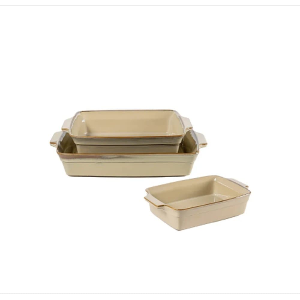 Travessas de Cerâmica Bege Retangular - 3PCS - BTC HOME DECOR