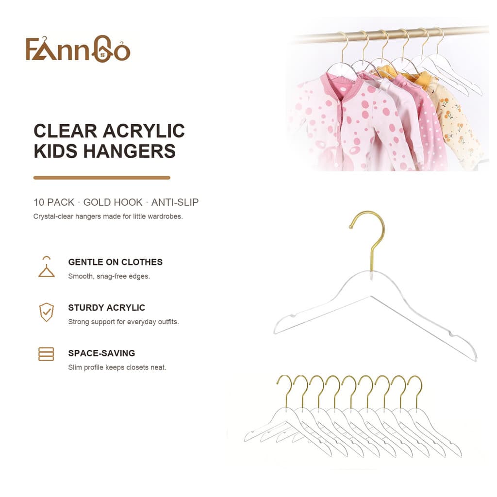 Cabides Infantis Em Acrílico Transparente FannGo | Premium Para Armário Infantil