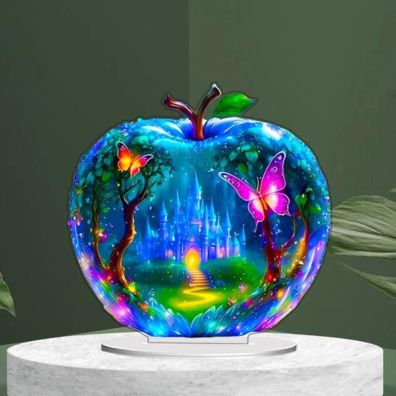 1 Peça De Decoração De Padrão De Paisagem Acrílica Enfeites De Mesa De Cristal 2D