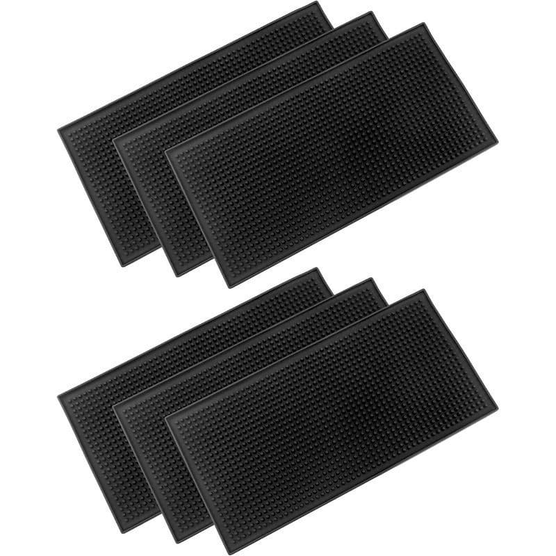 Tapete De Barra De Borracha Preta QWORK 12 " X6 "-Almofada De Drenagem Antiderrapante De 6 Pacotes Para Estações De Café