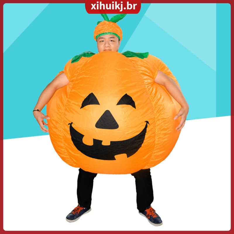 🎃 Roupa De Festa Abóbora Laranja Para Show Adulto