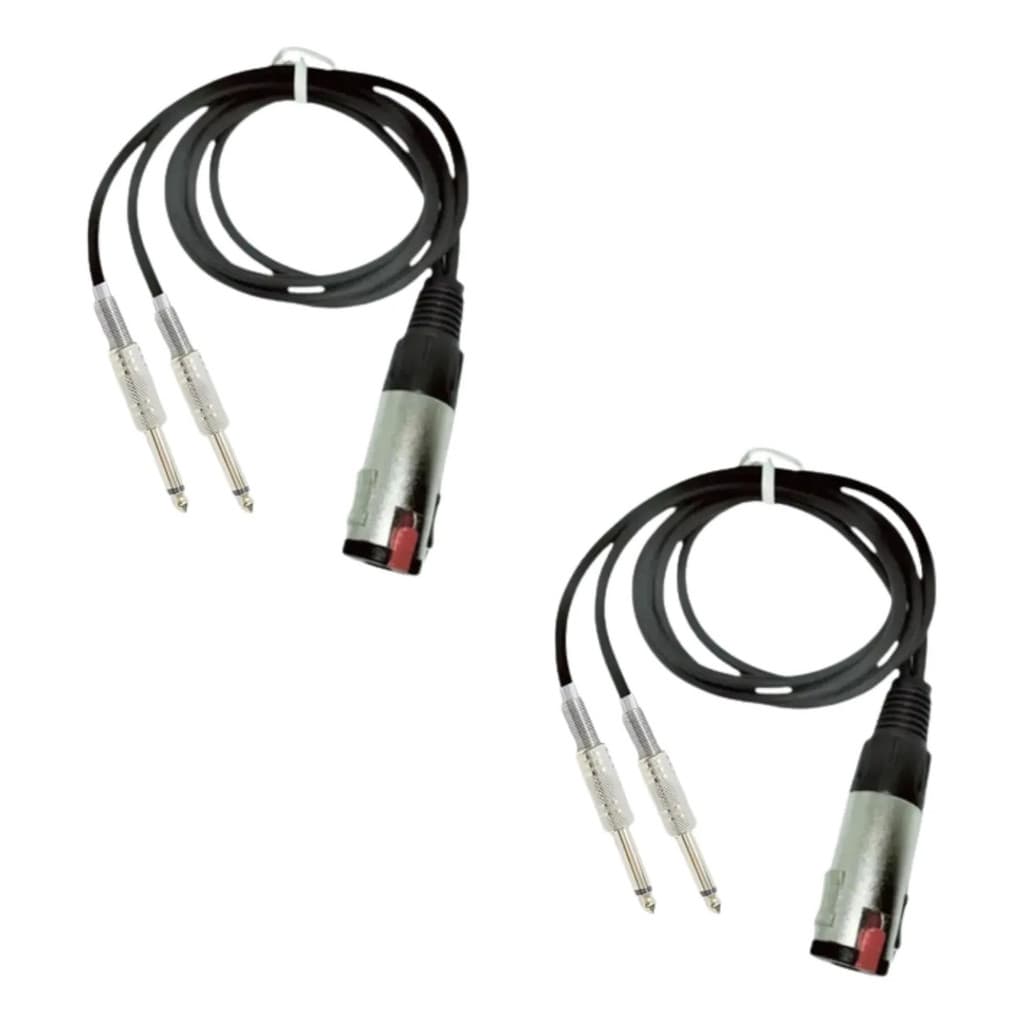 Kit 2 Cabos Avello P10 Y 1 P10 Fêmea P/ 2 P10 Macho Mono 1m
