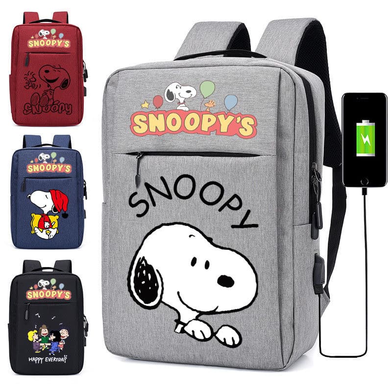 Snoopy mochila de carregamento USB mochila grande capacidade estudante mochila Casual dos desenhos animados Notebook moc