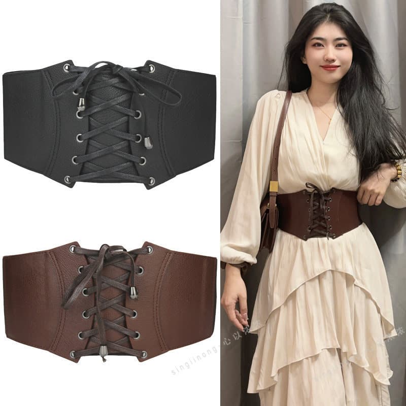 cinto feminino largo cinto feminino plus size Retro cinto feminino espartilho exterior combinando saia casaco estilo Pun