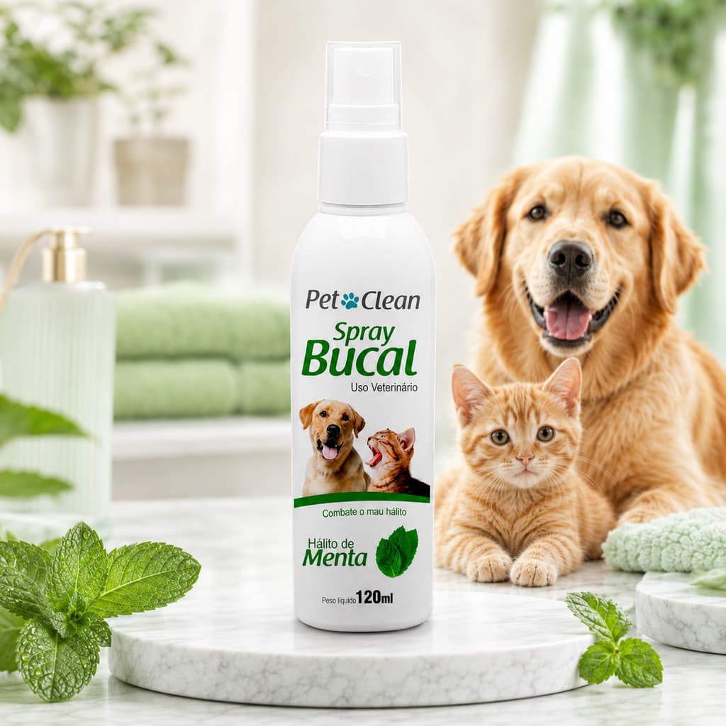 Spray Para Hálito Cães e Gatos Spray Bucal Anti Hálito Para Pet Cachorro Gato Menta 120ml
