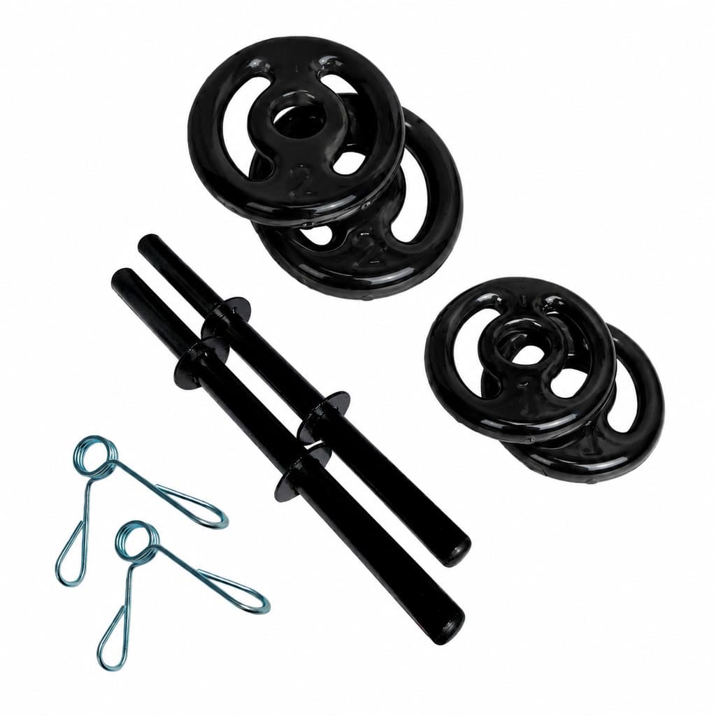 KIT 2 BARRAS OCAS 40CM C/ PRESILHAS + 2 PARES DE ANILHA REVESTIDA 2KG + 2 PARES DE ANILHA REVESTIDA 3KG