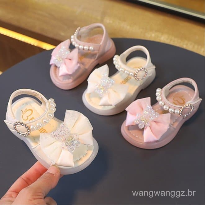Sandálias Infantis Meninas de Verão Sapatos de Princesa de Arco para Meninas 1-5 Anos de Idade Calçados infantis