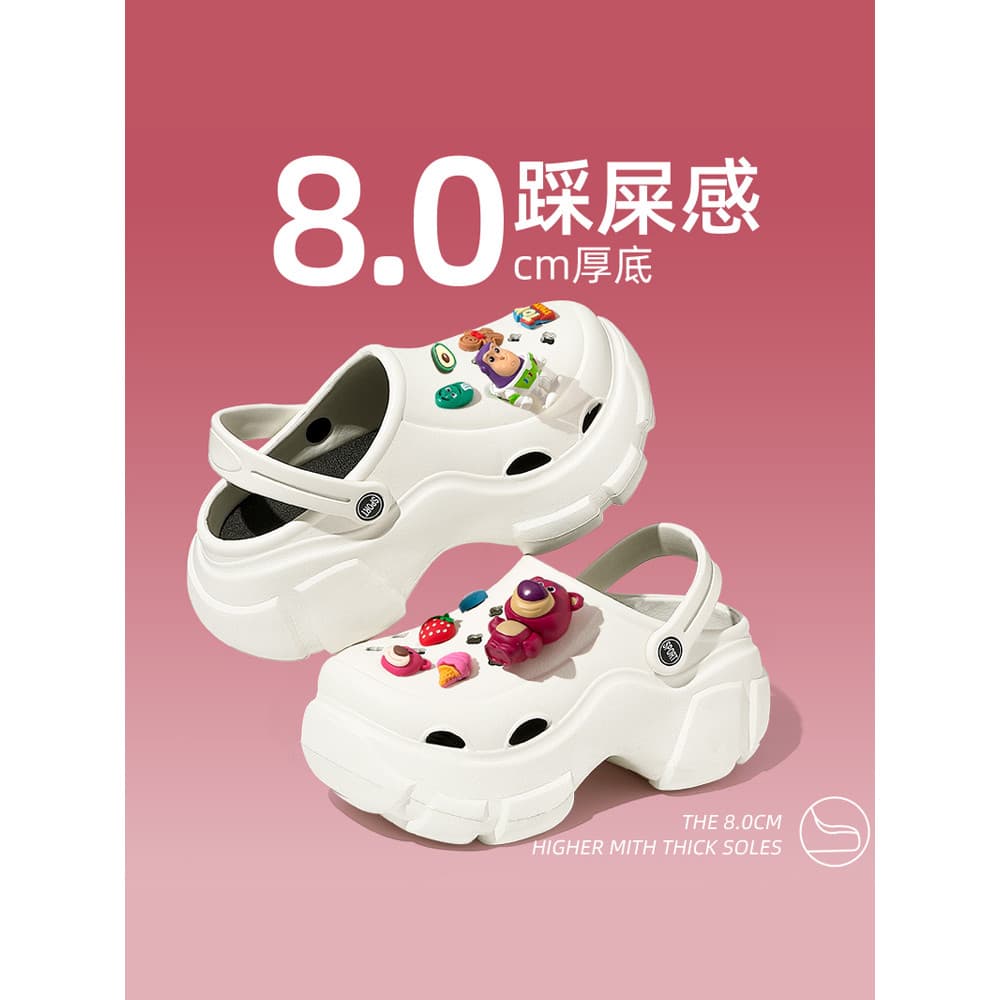 Super grosso-sola buraco sapatos femininos verão ao ar livre Wear aumentado DIY Baotou antiderrapante sandálias de escri