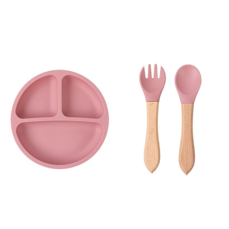 Mãe Produtos para bebês Prato de jantar infantil Talheres de Silicone Colher para bebê Ventosa Tigela Prato de comida co