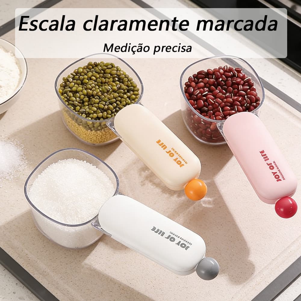 Colher Medidora Dosadora Cereais Grãos Multifuncional de Plástico para Arroz Feijão e Ração na Cozinha Concha Medidora