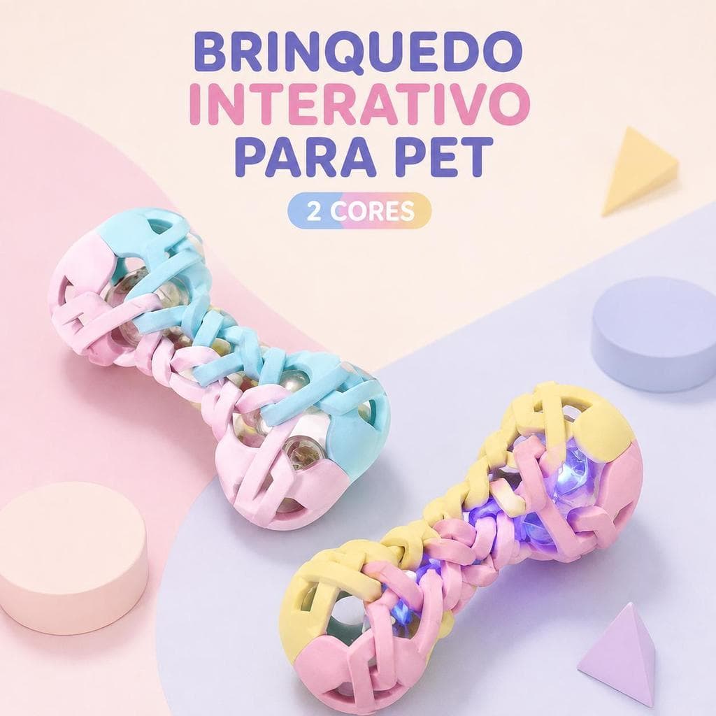 Brinquedo Mordedor para Cachorro com Luz e Som Interativo Trançado para Pet 15 cm