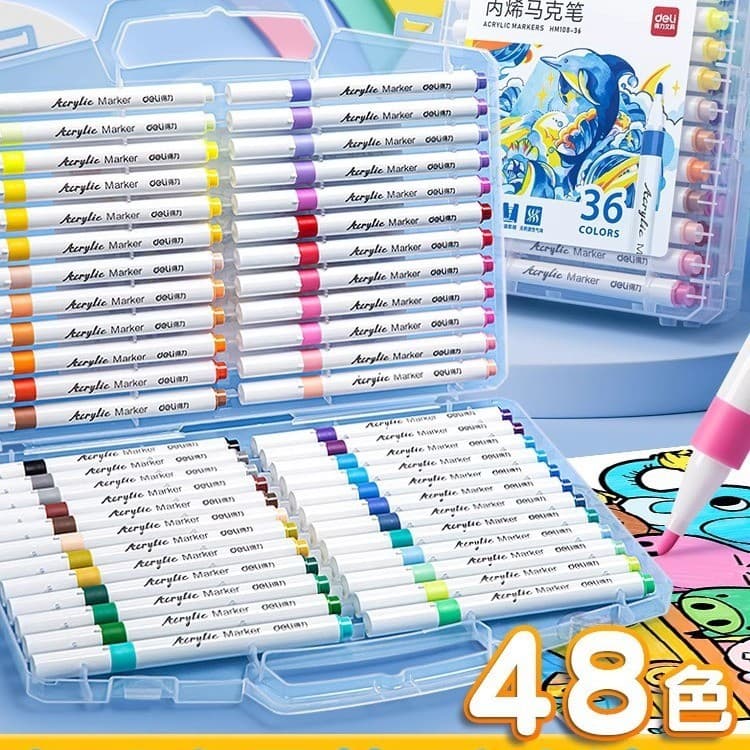 Marcadores Acrílicos Deli à Prova d'Água, Não Transparentes, Especiais para Arte Infantil, Laváveis, à Base de Água, Can