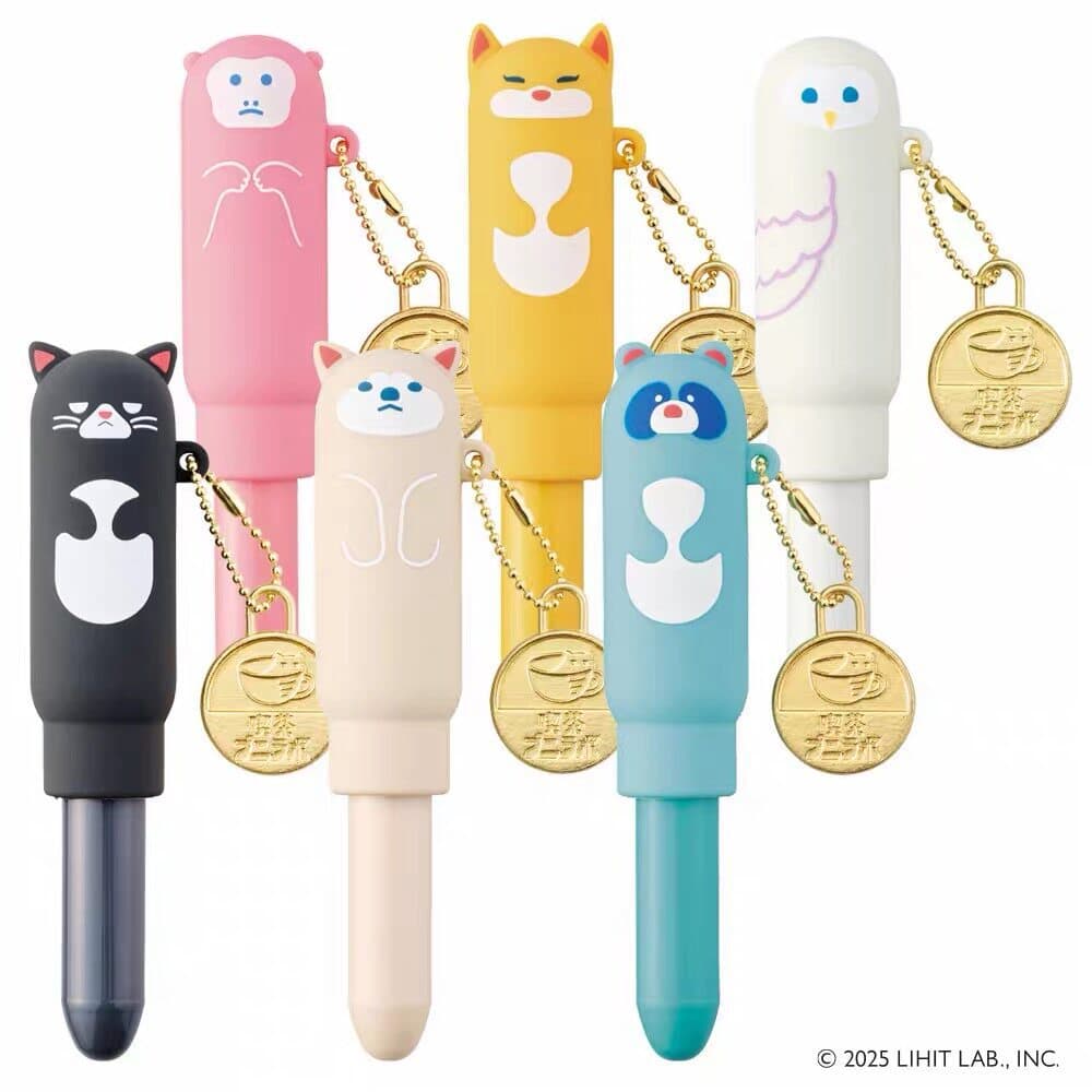 Comer chá limitado Animal japonês beber loja de chá bonito dos desenhos animados Silicone Mini caneta esferográfica ping