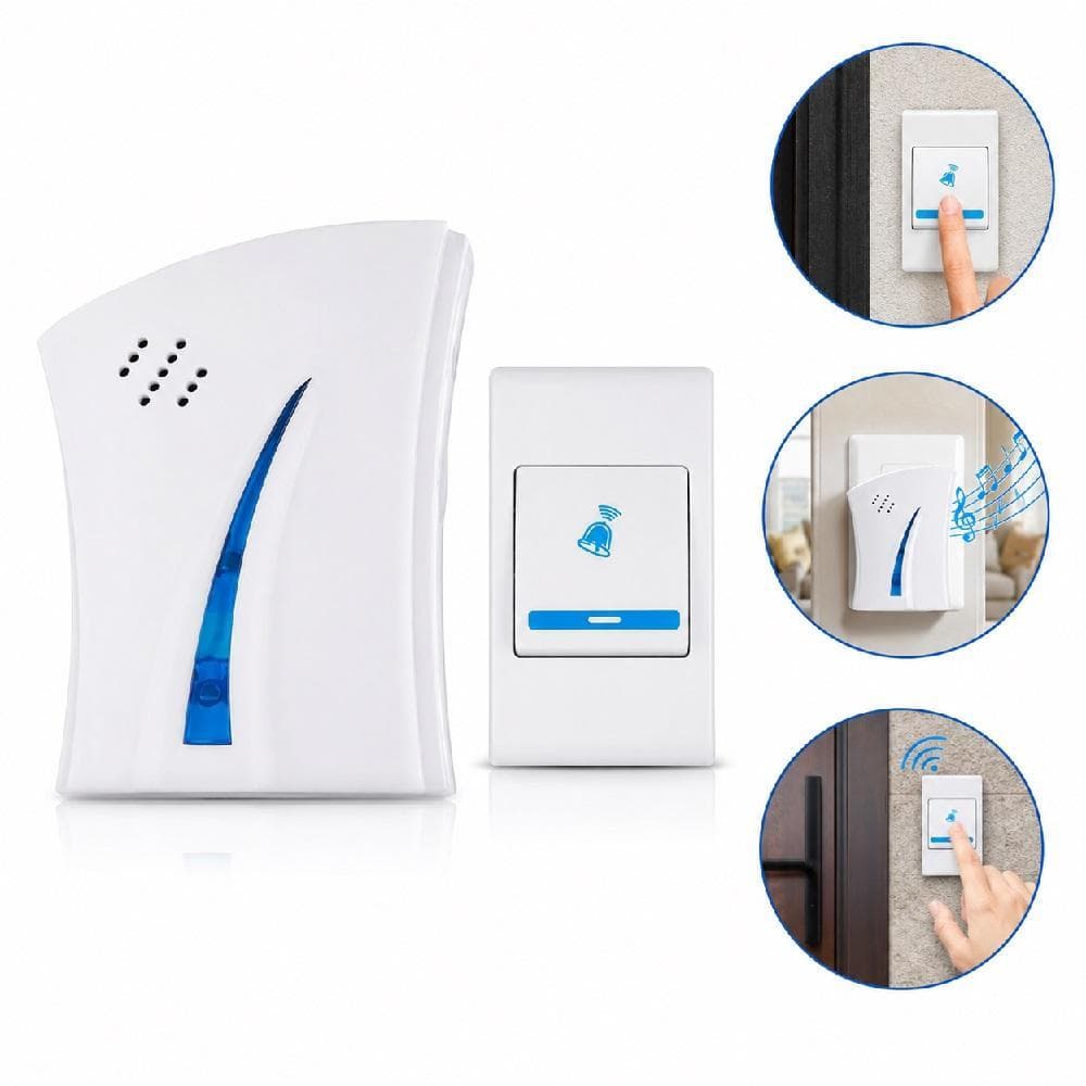 CAMPAINHA SEM FIO RESIDENCIAL COMERCIAL 32 TOQUES ACIONADOR WIRELESS LONGO ALCANCE MULTIUSO EMERGENCIA