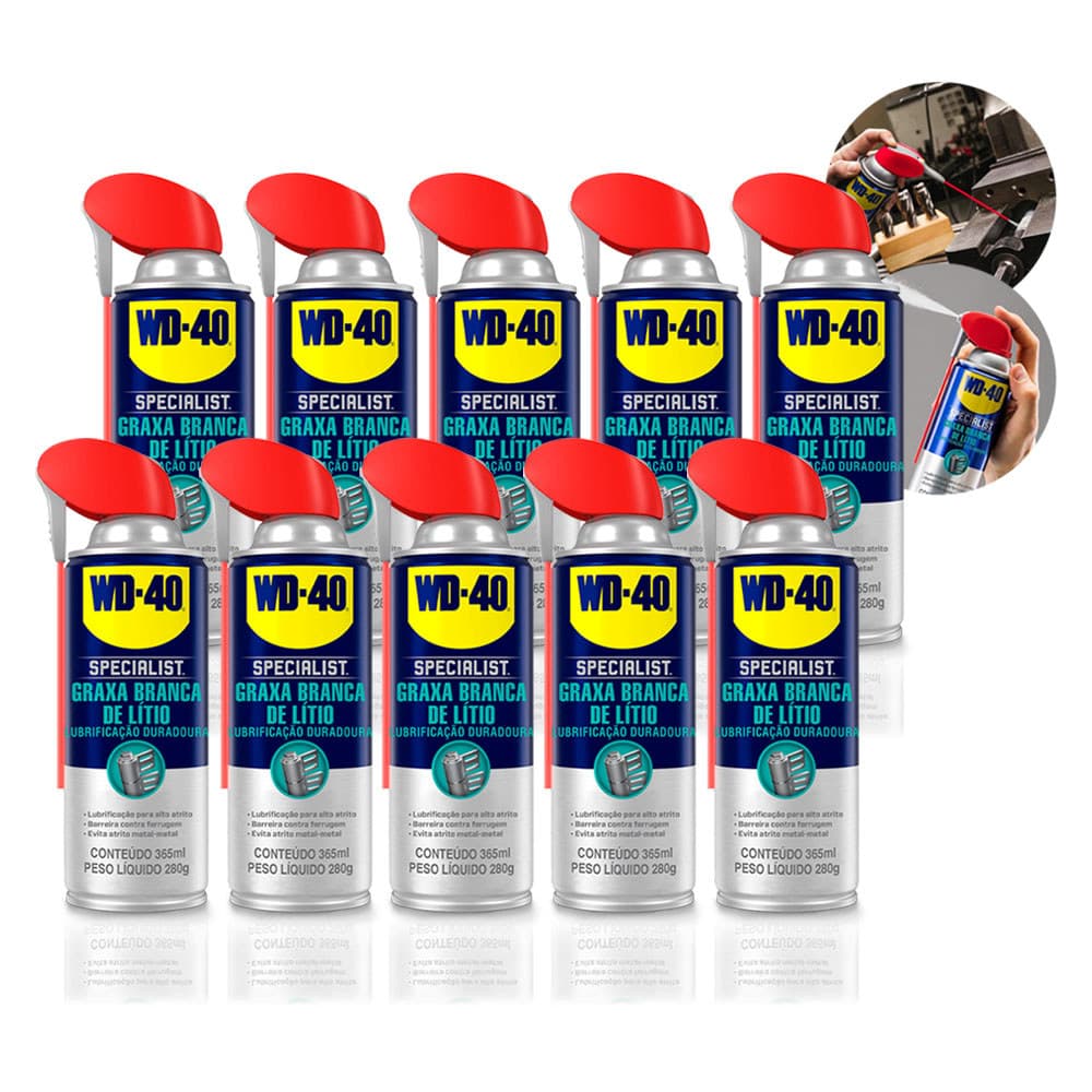 10 Wd-40 Specialist Graxa Branca De Lítio Lubrificante Spray 365ml