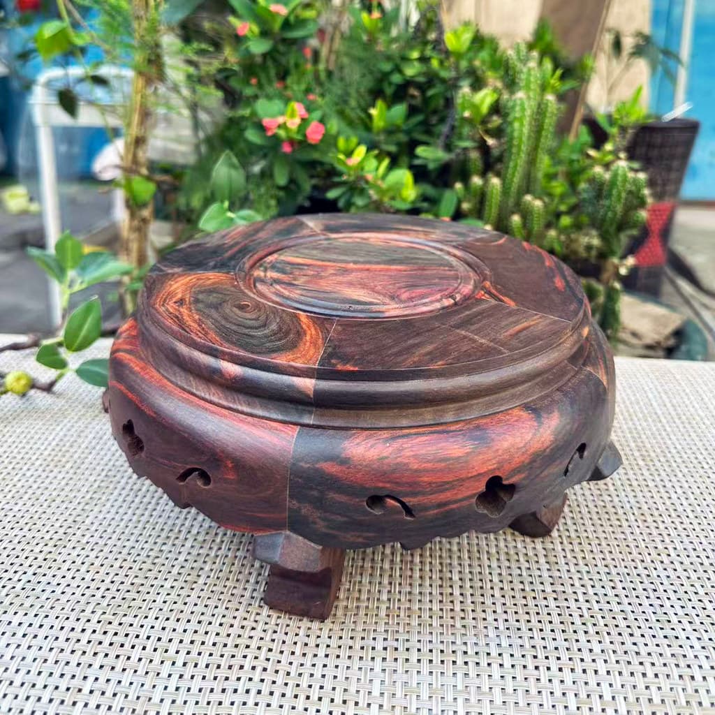 Grande vermelho jacarandá Tenon Mao preto flutuante Base vermelha 15x5 cruz-toed Dalbergia mogno baixo fezes flor suport