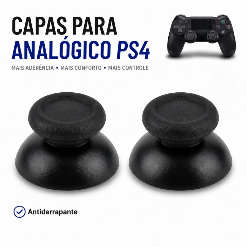 Capas Botões Analógicos Controle PS4 Antiderrapante Kit com 2 Unidades