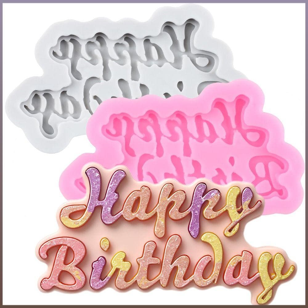 ROWANBABY 2 Pcs Molde De Feliz Aniversário , Fondant De Silicone Em Forma De Letra Topper De Cupcake Do Alfabeto De