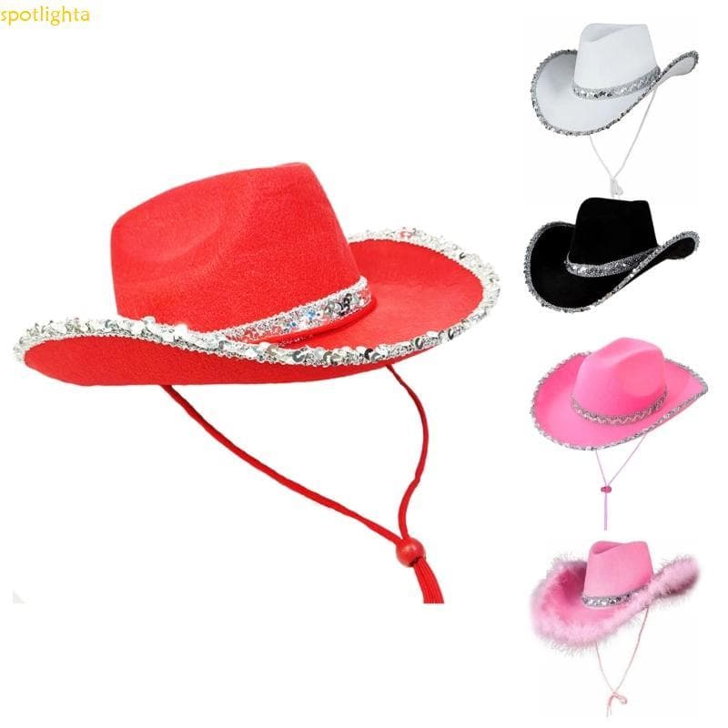 spotlighta Cowgirl Chapéus Festa Chapéu Cowboy Engraçado Cosplay Vermelho Traje