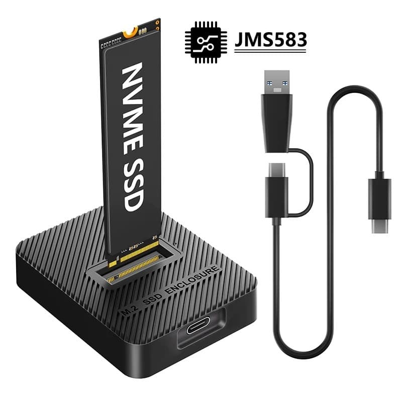 NOVO Gabinete para SSD M.2 NVMe 10G USB 3.2 Gen2 Tipo-C, Caixa Adaptadora para SSD, Caixa Externa para Disco Rígido para