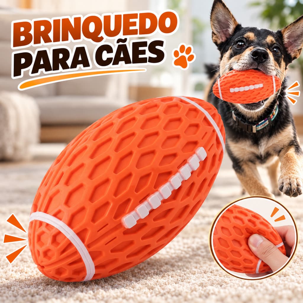 Borracha Natural Simulada Da Dupla Camada Do Brinquedo Cão Rugby Para O Treinamento Interativo E A Limpeza Dos Dentes