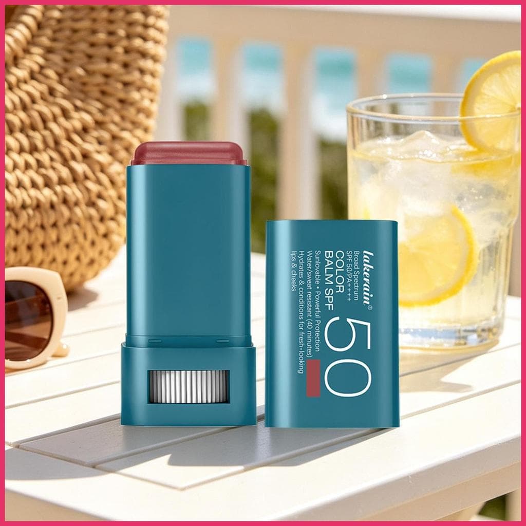 Protetor Solar Blush Para Rosto SPF 50 , À Prova D'água , Hidratante , Misturável , Cremoso , Bálsamo Labial , Maquiagem