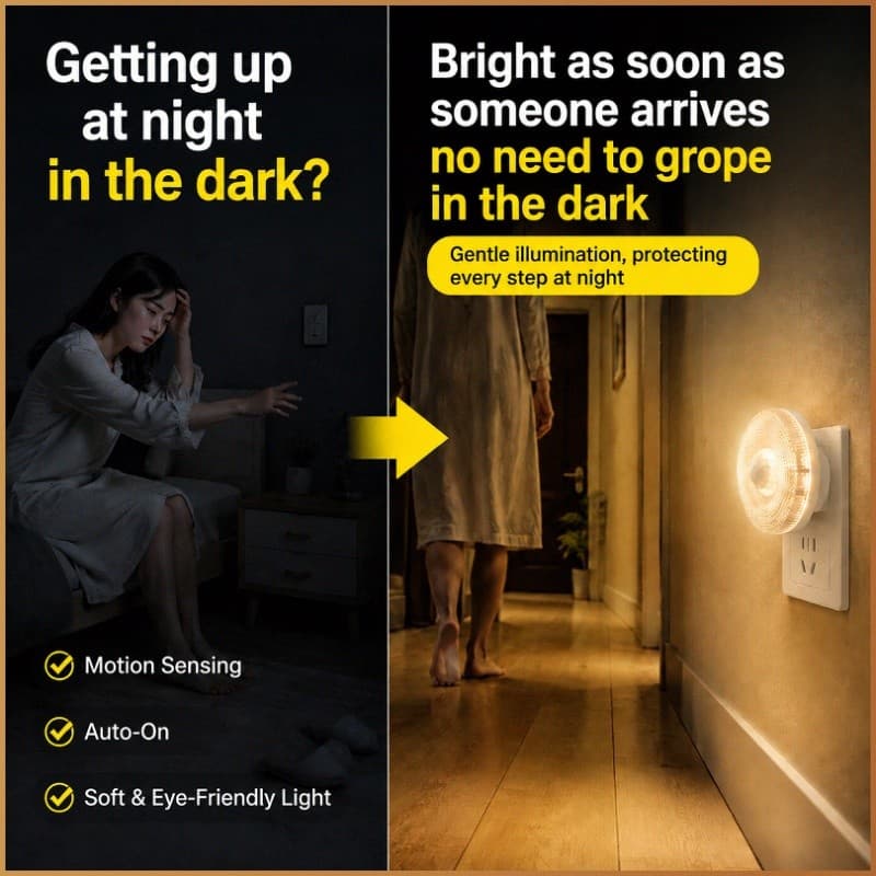 Luz noturna suave e uniforme, com controle de luminosidade, tamanho compacto e longa vida útil. Material plástico seguro