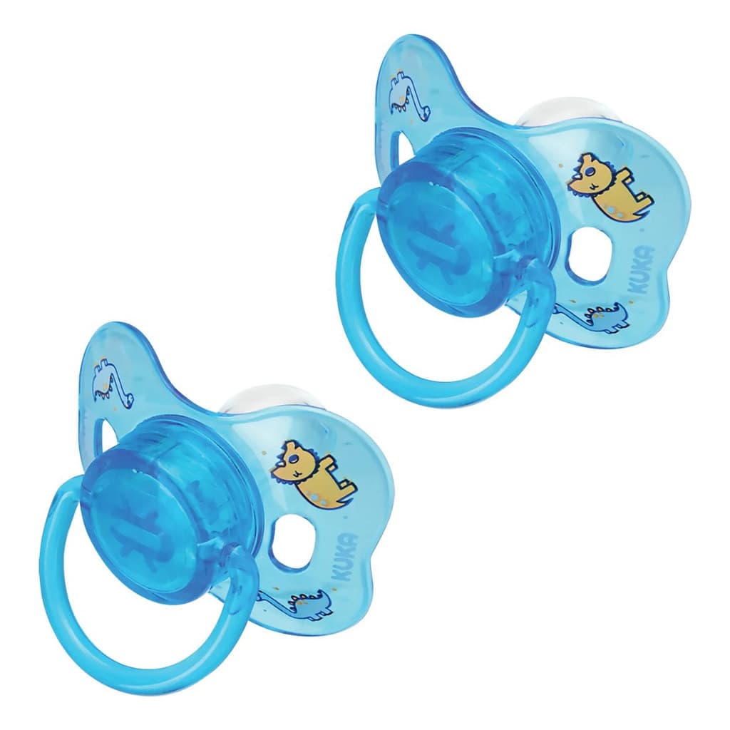 Kit 2 Chupetas Decoradas Kuka Fase 2 com Tampa Protetora - Silicone Macio